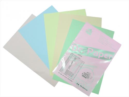 Dr.Paper 80gsm A4多功能色紙-彩虹包(玫瑰紅、翠藍、淺黃、粉桔、綠色) 50入/包 K80-50