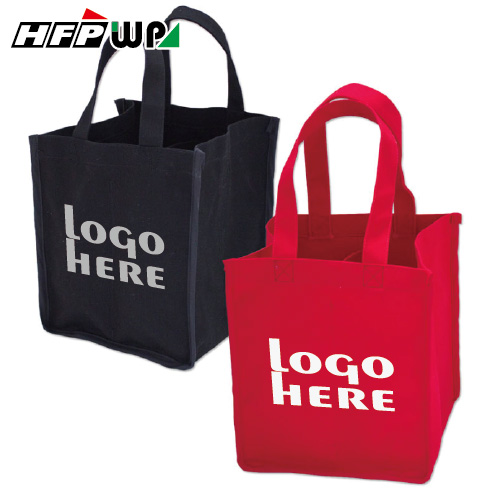 【客製化】超聯捷 黑色帆布袋紅酒袋(4瓶裝)單色色印刷 宣導品 禮贈品 S1-01082A