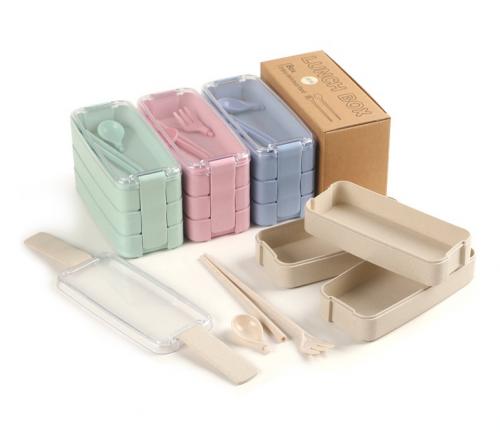 【客製化】超聯捷 可分解小麥秸稈日式三層便當盒 宣導品 禮贈品 S1-JIN-BOX-25